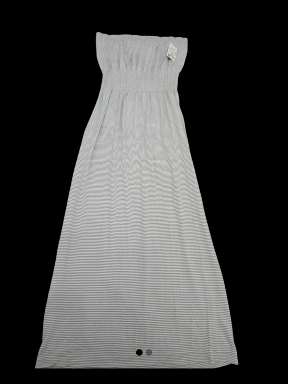 Light Gray Stripe Strapless Maxi Dress